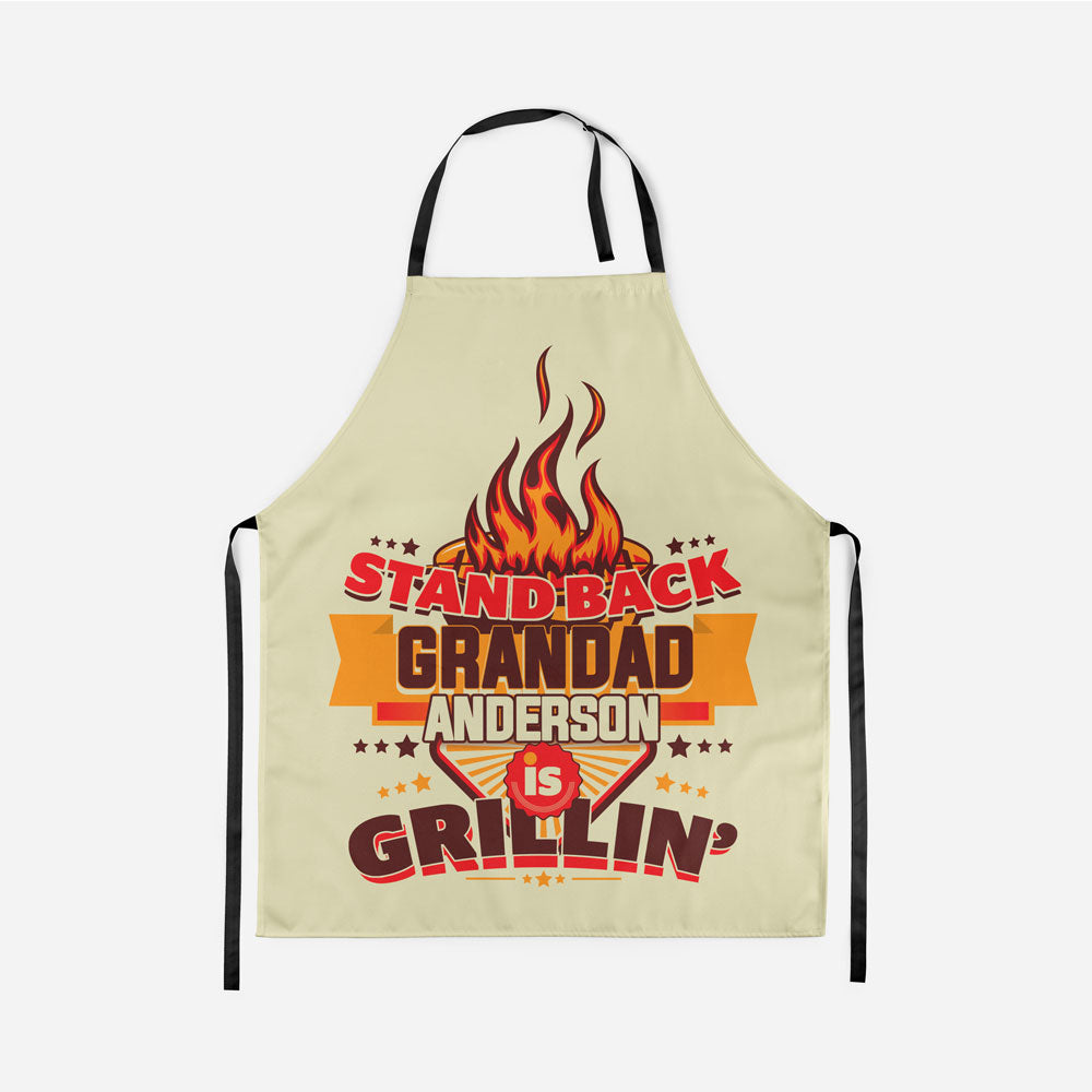 Stand Back Grandpa is Grilling Personalized Apron Mostly Pillows