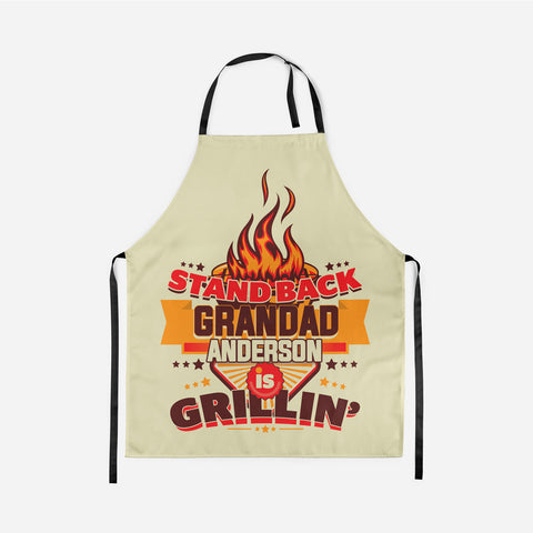 Stand Back Grandpa is Grilling Personalized Apron