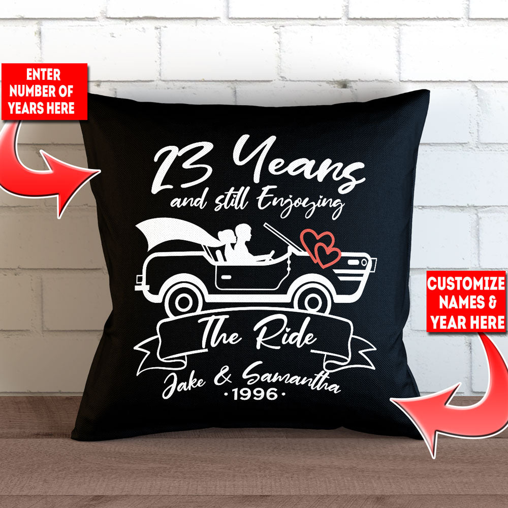 Still Enjoying The Ride Personalized Throw Pillow Cover - 18" x 18"