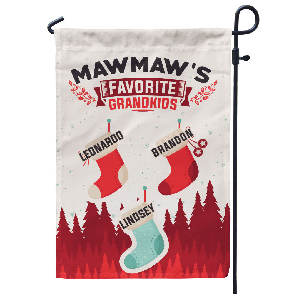 Grandma’s Favorite Grandkids Stocking Personalized Flag