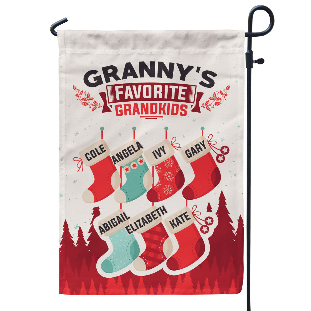 Grandma’s Favorite Grandkids Stocking Personalized Flag