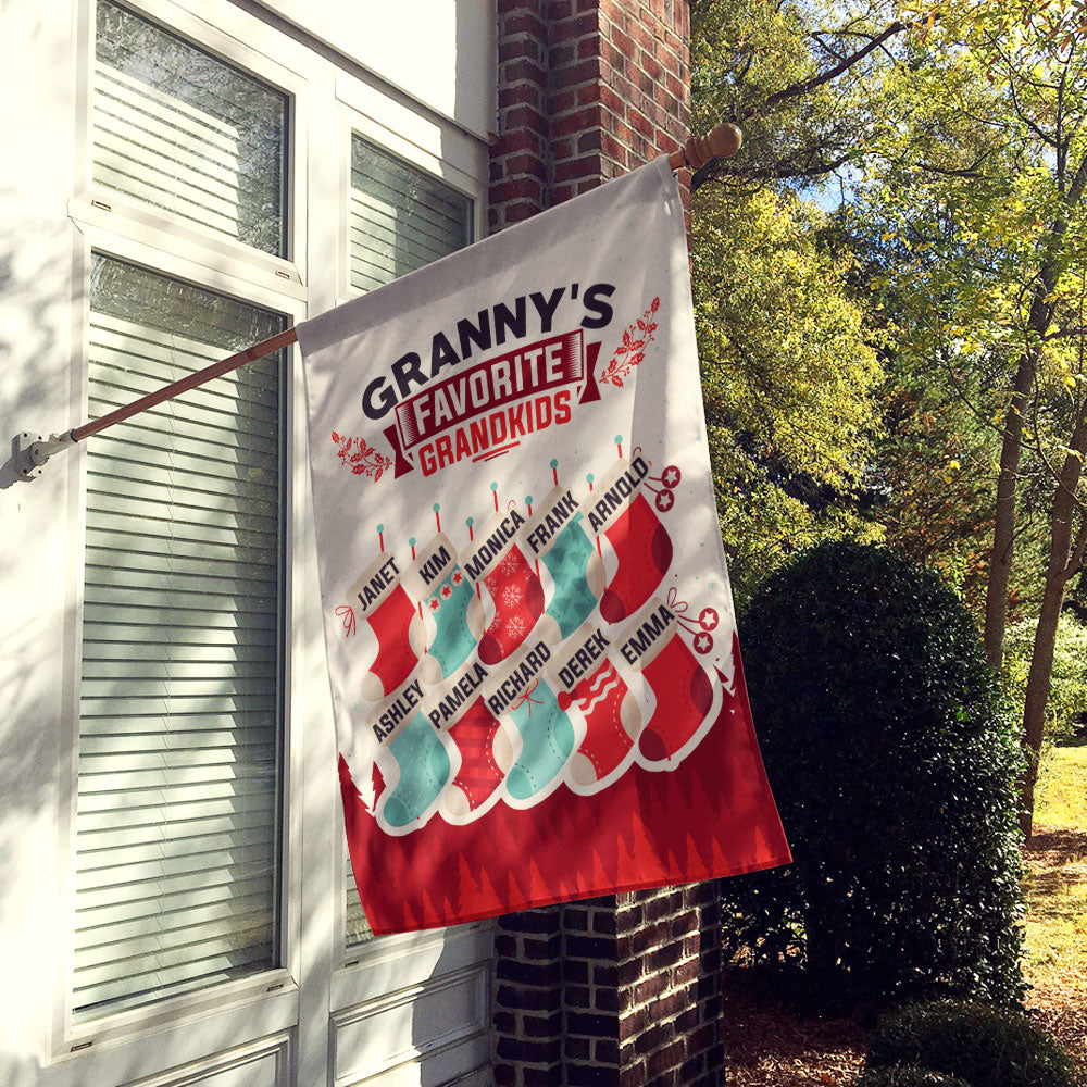 Grandma’s Favorite Grandkids Stocking Personalized Flag