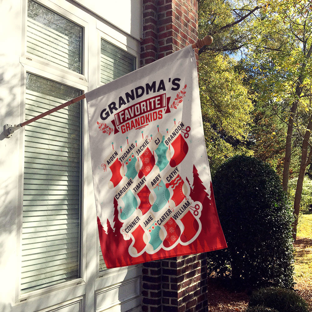 Grandma’s Favorite Grandkids Stocking Personalized Flag