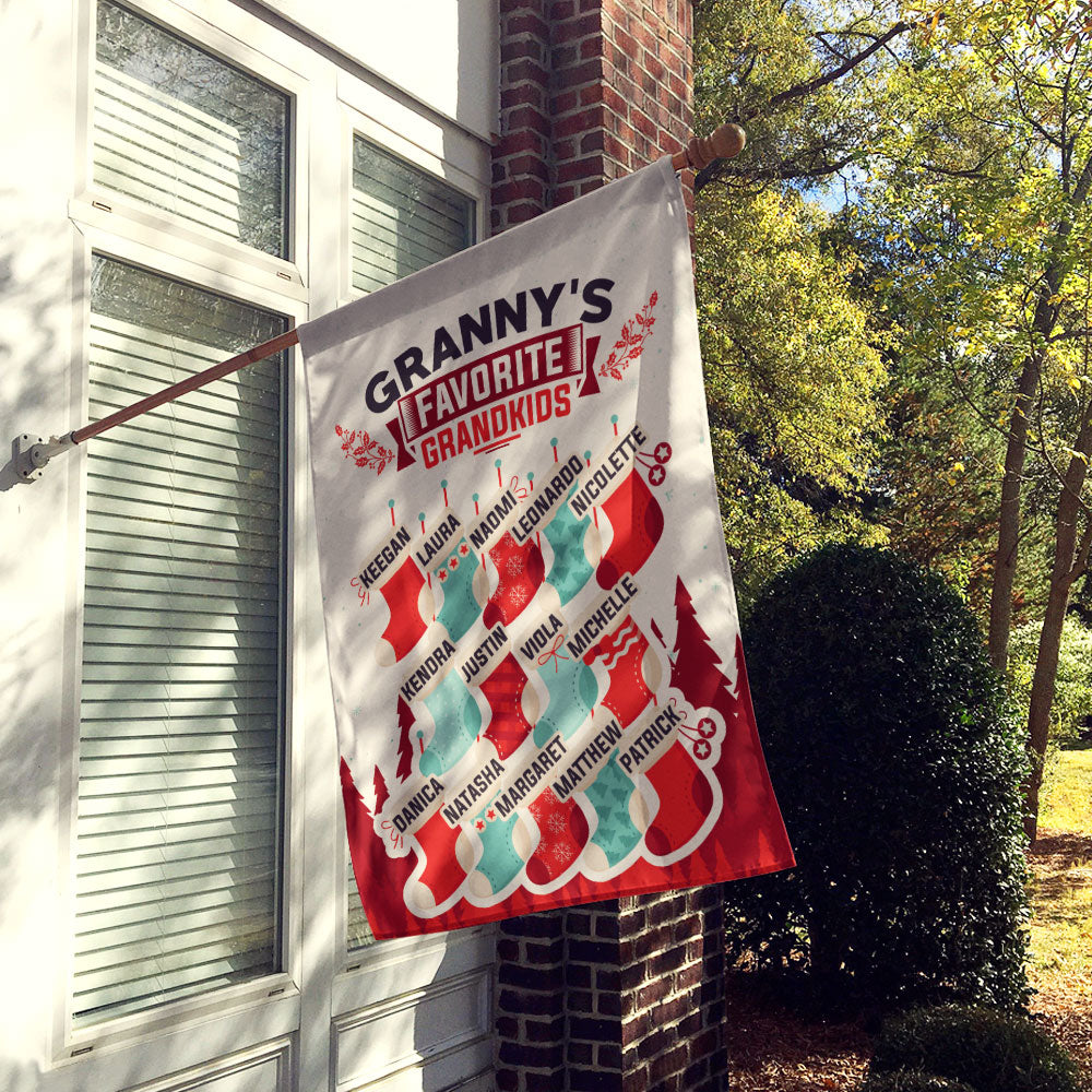 Grandma’s Favorite Grandkids Stocking Personalized Flag