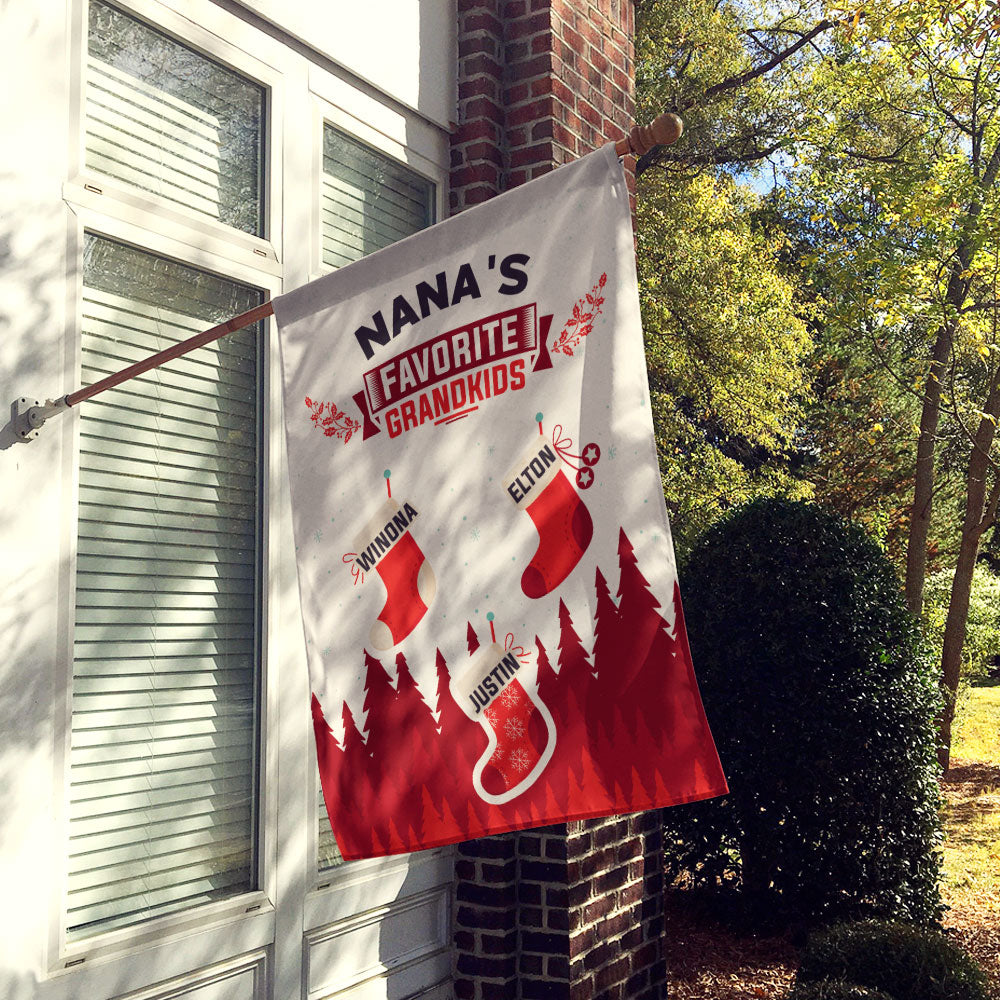 Grandma’s Favorite Grandkids Stocking Personalized Flag