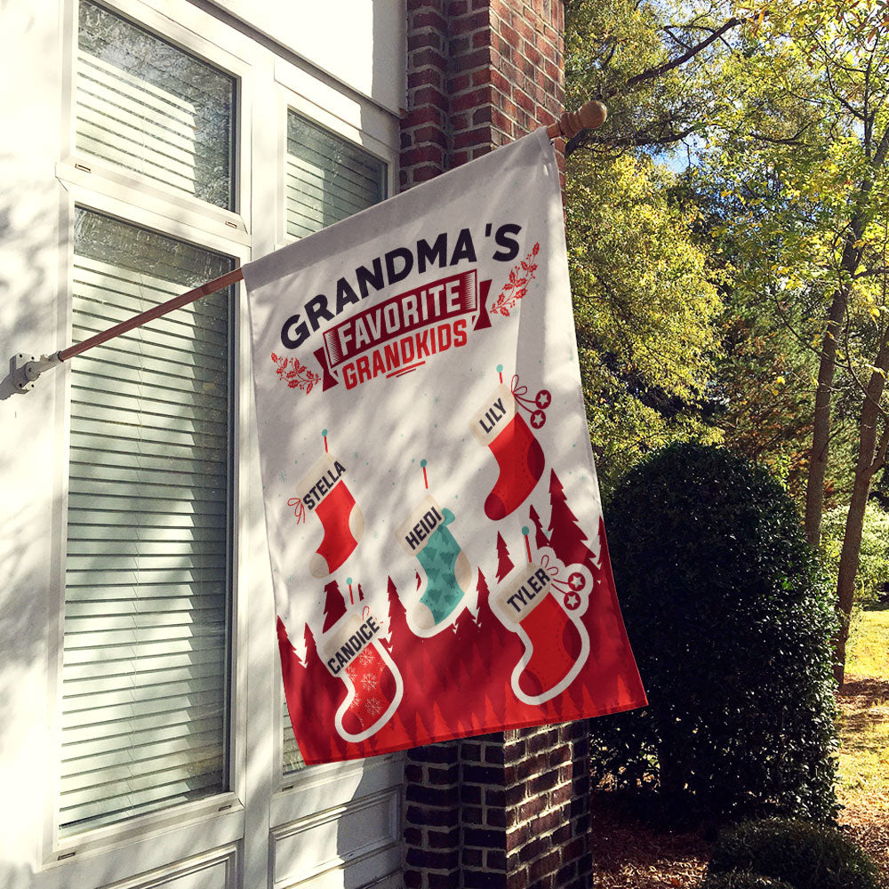 Grandma’s Favorite Grandkids Stocking Personalized Flag