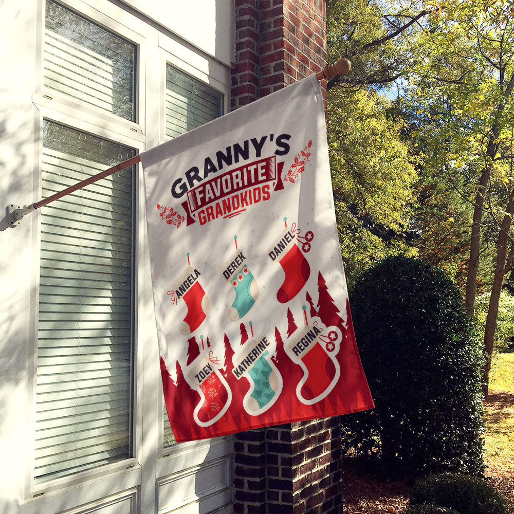 Grandma’s Favorite Grandkids Stocking Personalized Flag