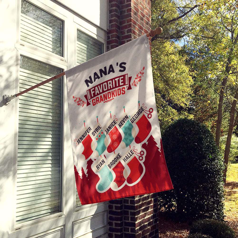Grandma’s Favorite Grandkids Stocking Personalized Flag