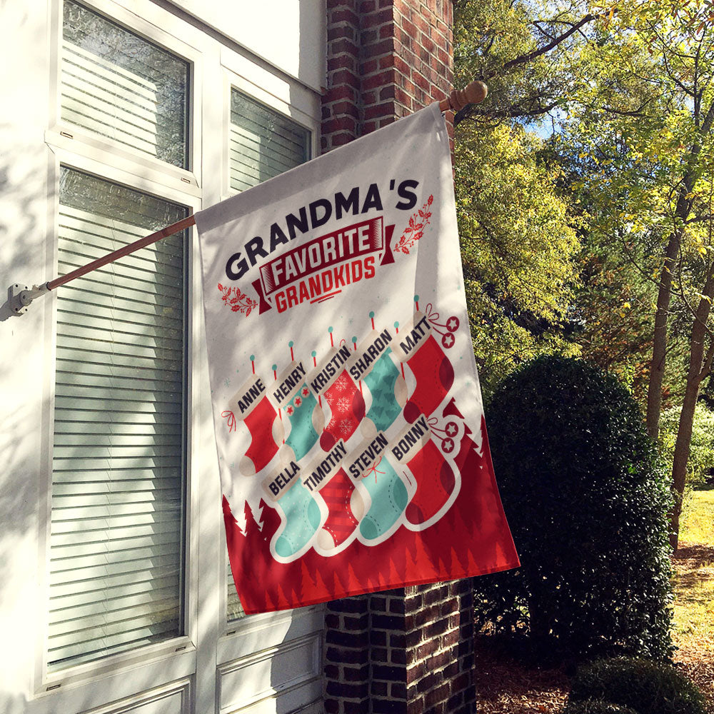 Grandma’s Favorite Grandkids Stocking Personalized Flag