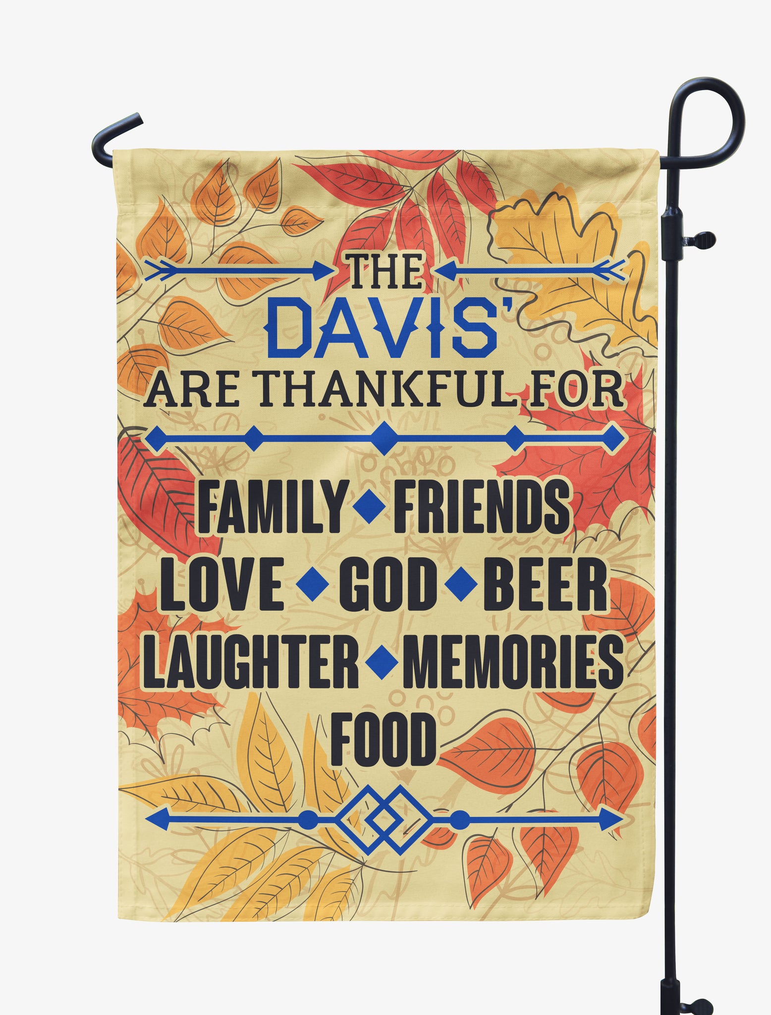 Thankful Family Personalized Flag
