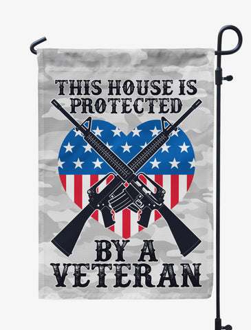 This House is Protected by a Veteran - Guns Flag