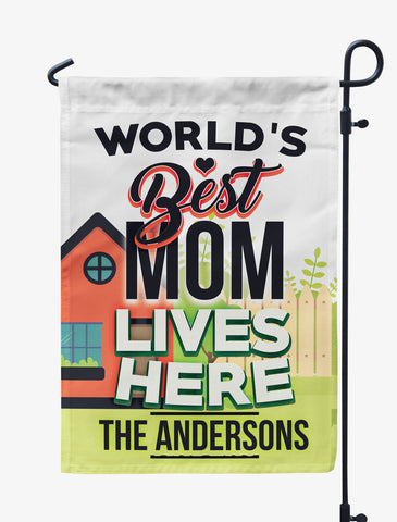 World’s Best Mom Lives Here Personalized Flag