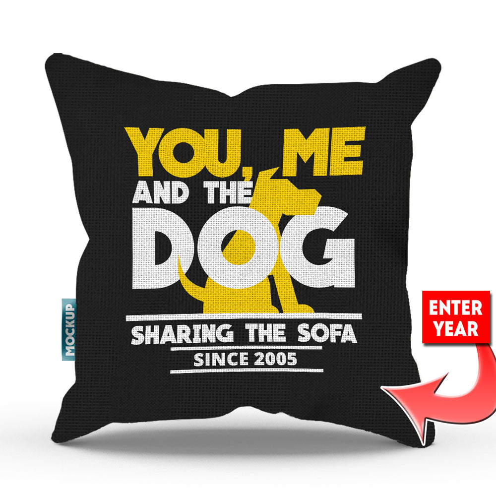 You Me and the Dog Sharing Sofa Personalized Throw Pillow Cover - 18" X 18"