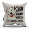 Beware of Pit Bull Throw Pillow Cover - 18