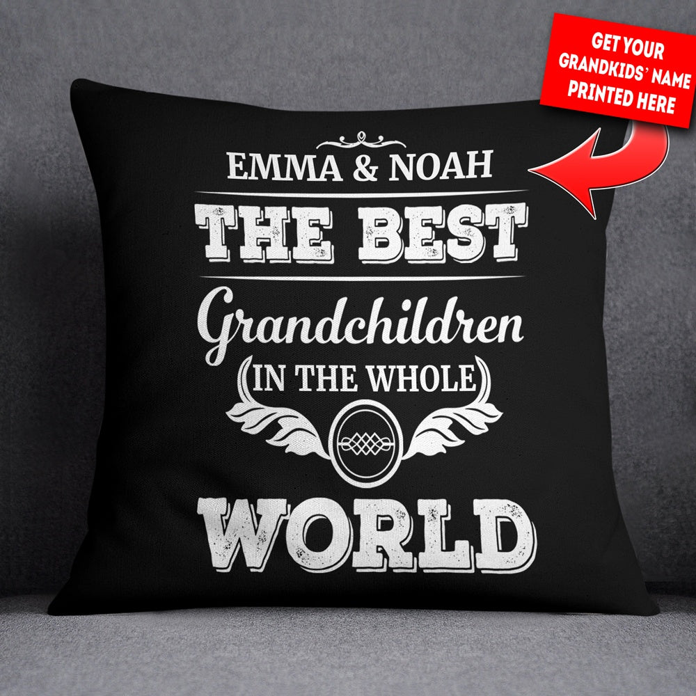 Best Grandchildren in the World Personalized Pillowcover - Throw Pillow Cover - 18" x 18"