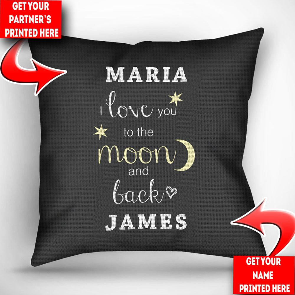 I Love You to the Moon and Back Personalized  Throw Pillow Cover- 18" x 18"
