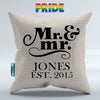 Mr & Mr Personalized Throw Pillow Cover - 18