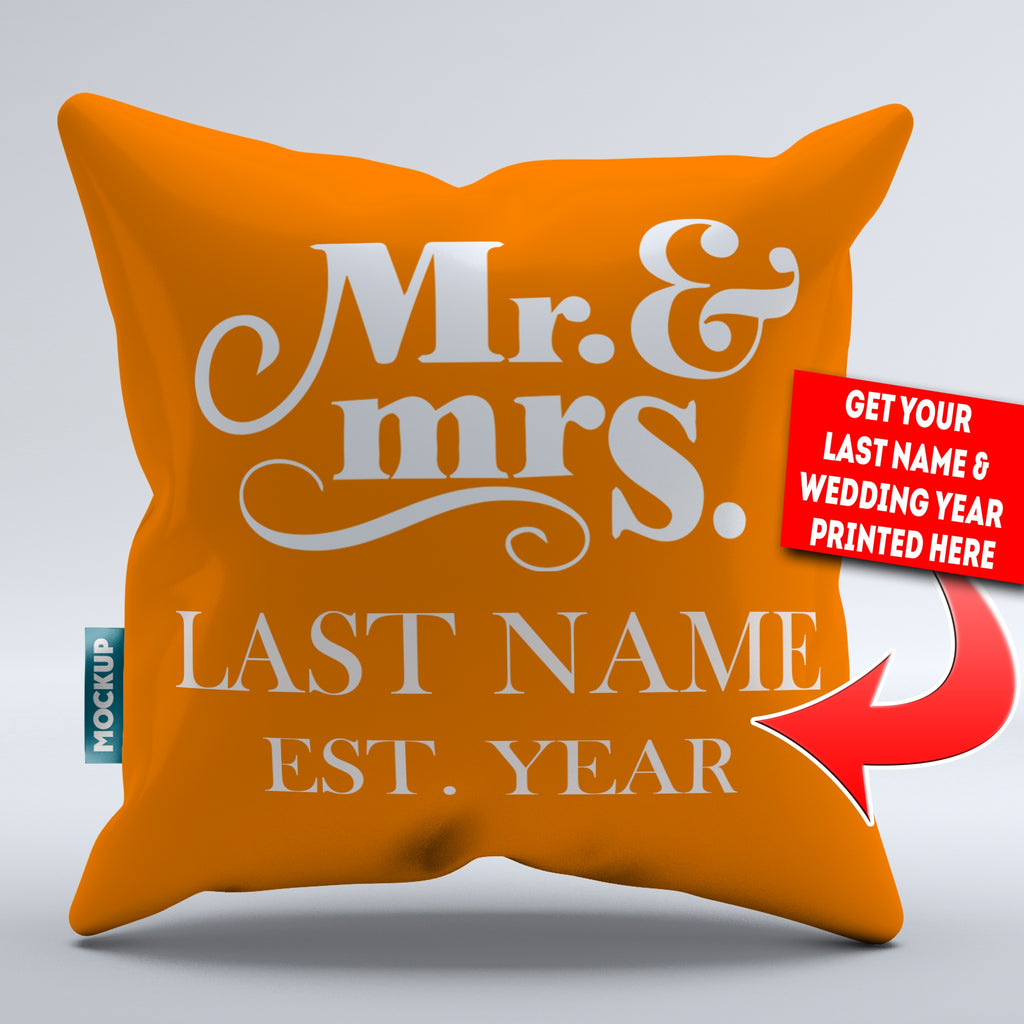Mr and Mrs Personalized Throw Pillow Cover 18" x 18" Mostly Pillows