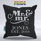 Mr and Mrs Personalized  Throw Pillow Cover -18" x 18"
