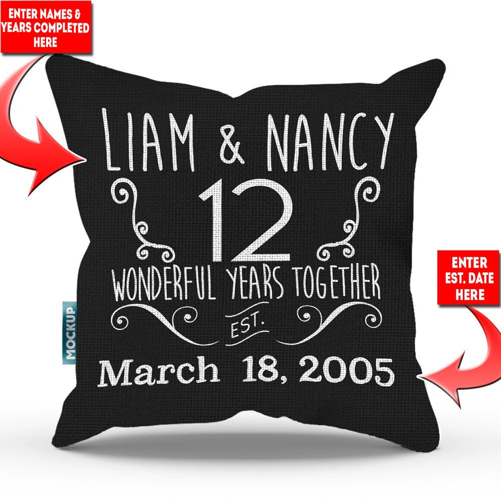 Relationship Anniversary Personalized Throw Pillow Cover - 18" x 18”