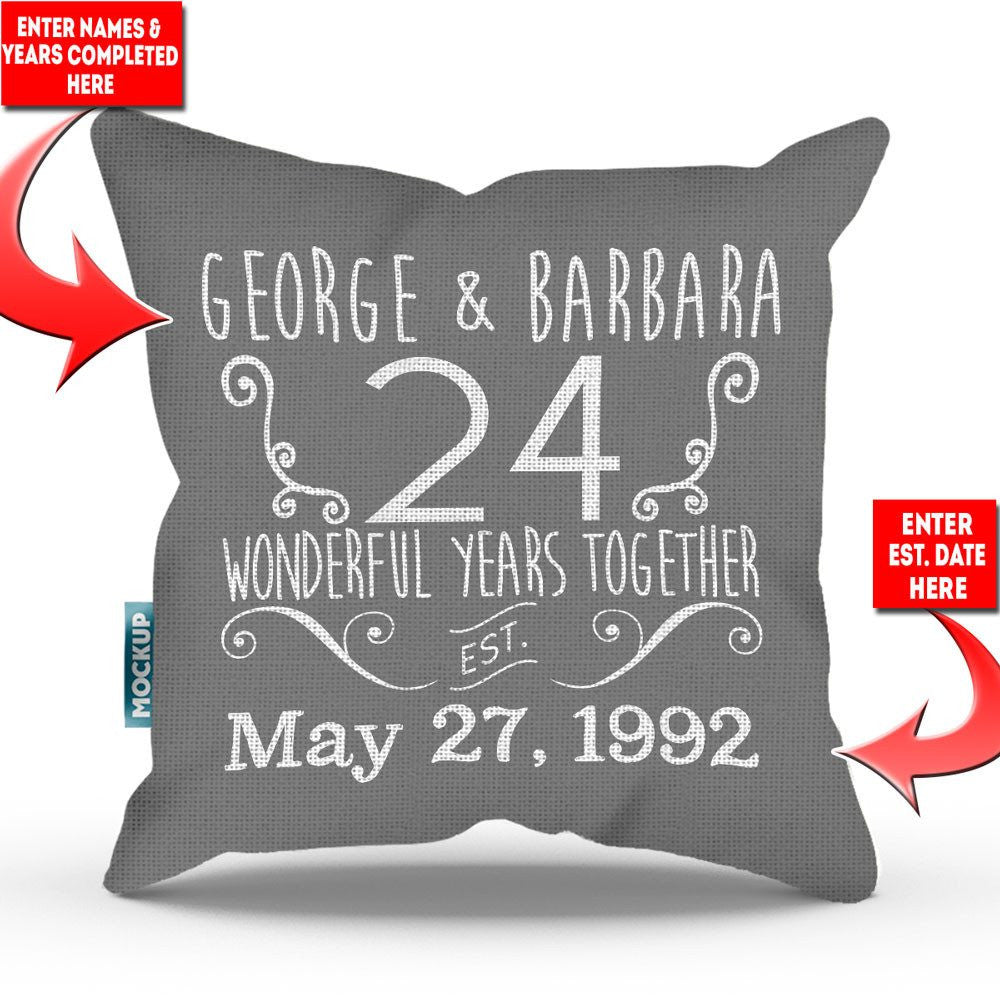 Relationship Anniversary Personalized Throw Pillow Cover 18" x 18