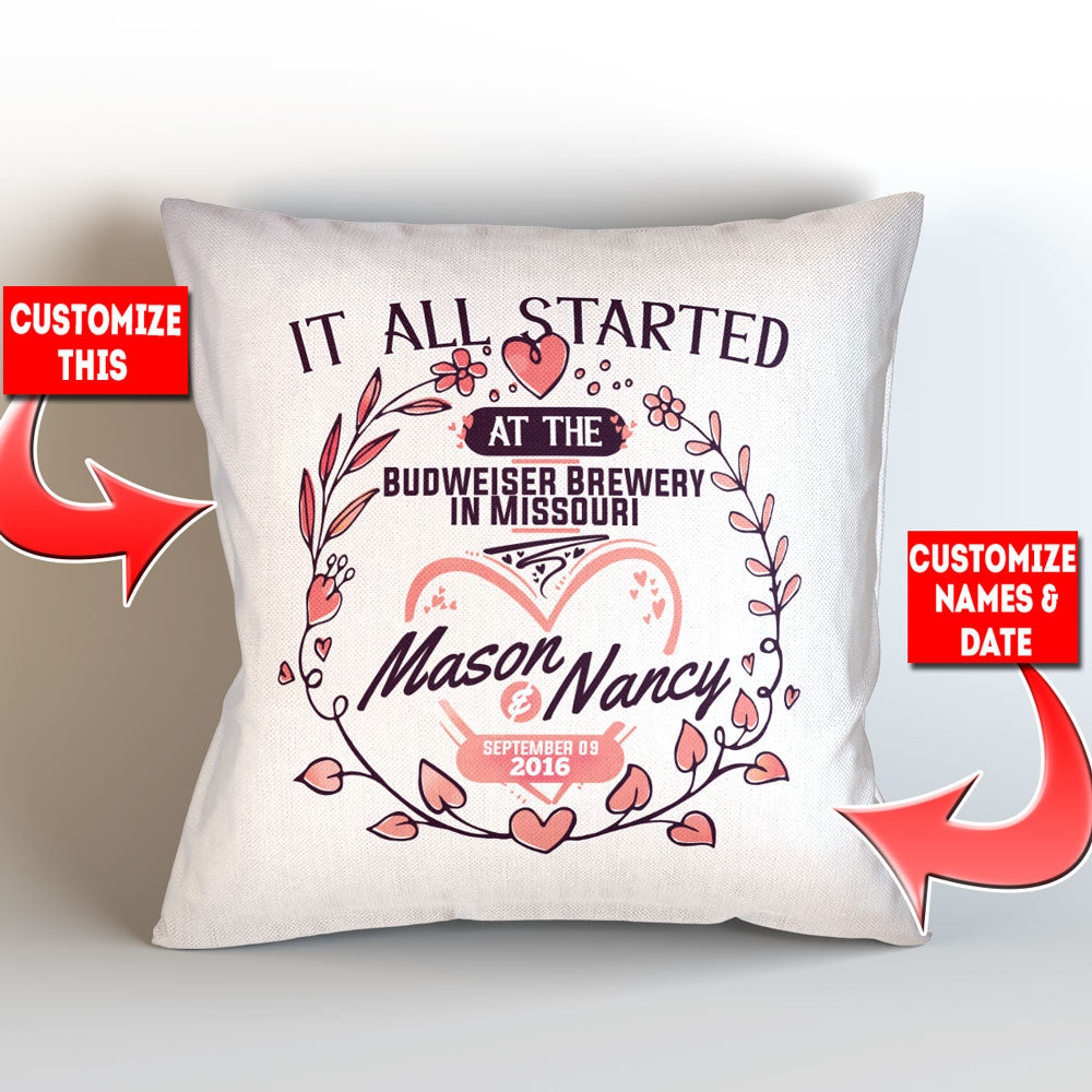 It All Started At Personalized  Pillow Cover – Style 2 - 18" x 18”